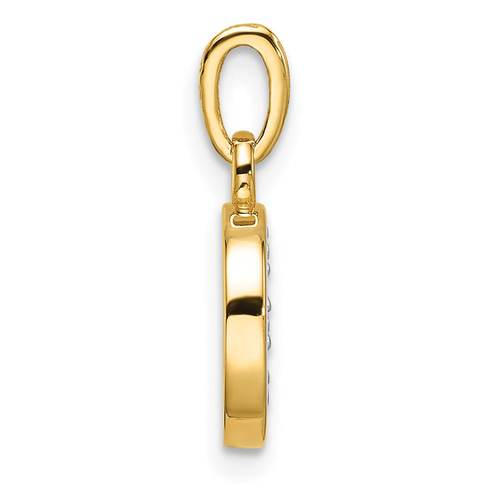 14K with Rhodium Diamond Letter D Initial Pendant-YC1541D