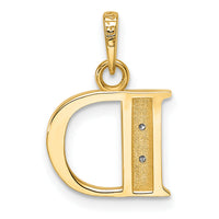 14K with Rhodium Diamond Letter D Initial Pendant-YC1541D
