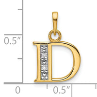 14K with Rhodium Diamond Letter D Initial Pendant-YC1541D