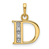 14K with Rhodium Diamond Letter D Initial Pendant-YC1541D
