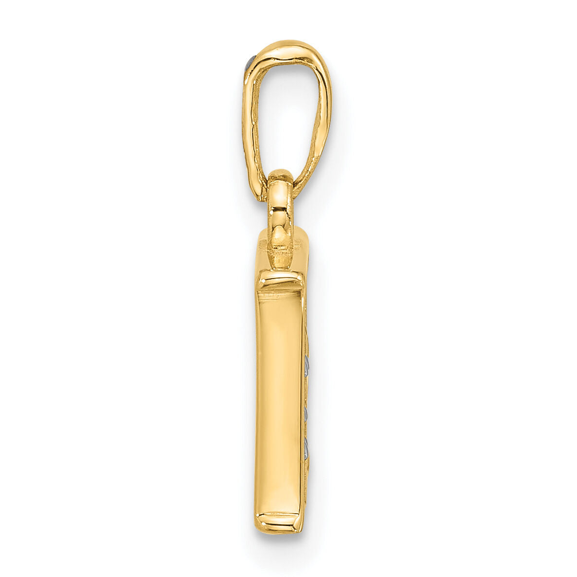 14K with Rhodium Diamond Letter E Initial Pendant-YC1541E