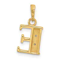 14K with Rhodium Diamond Letter E Initial Pendant-YC1541E