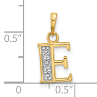 14K with Rhodium Diamond Letter E Initial Pendant-YC1541E