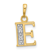 14K with Rhodium Diamond Letter E Initial Pendant-YC1541E