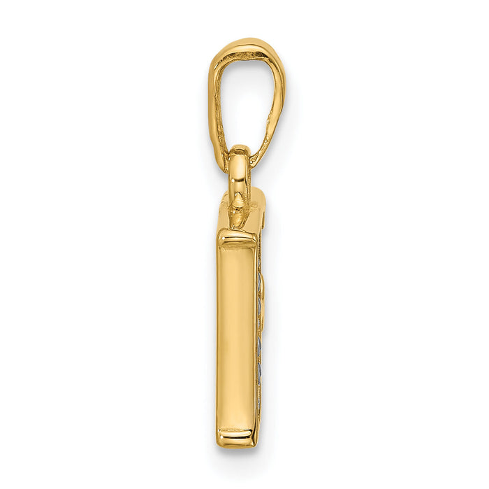 14K with Rhodium Diamond Letter F Initial Pendant-YC1541F