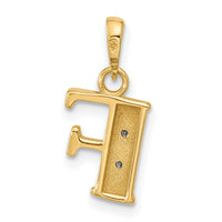 14K with Rhodium Diamond Letter F Initial Pendant-YC1541F