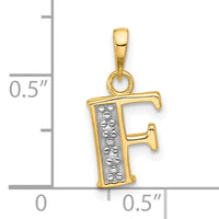 14K with Rhodium Diamond Letter F Initial Pendant-YC1541F