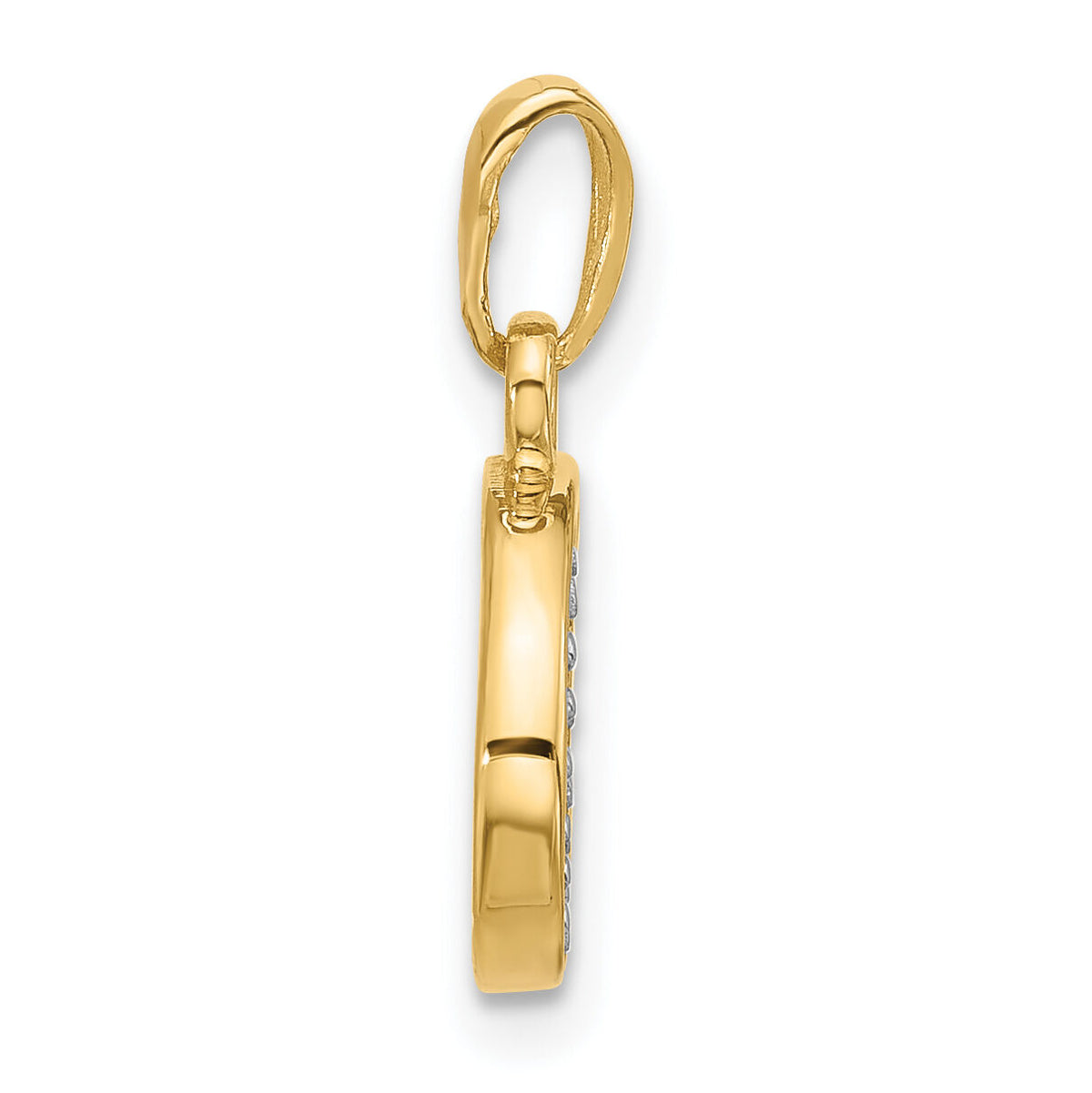 14K with Rhodium Diamond Letter G Initial Pendant-YC1541G
