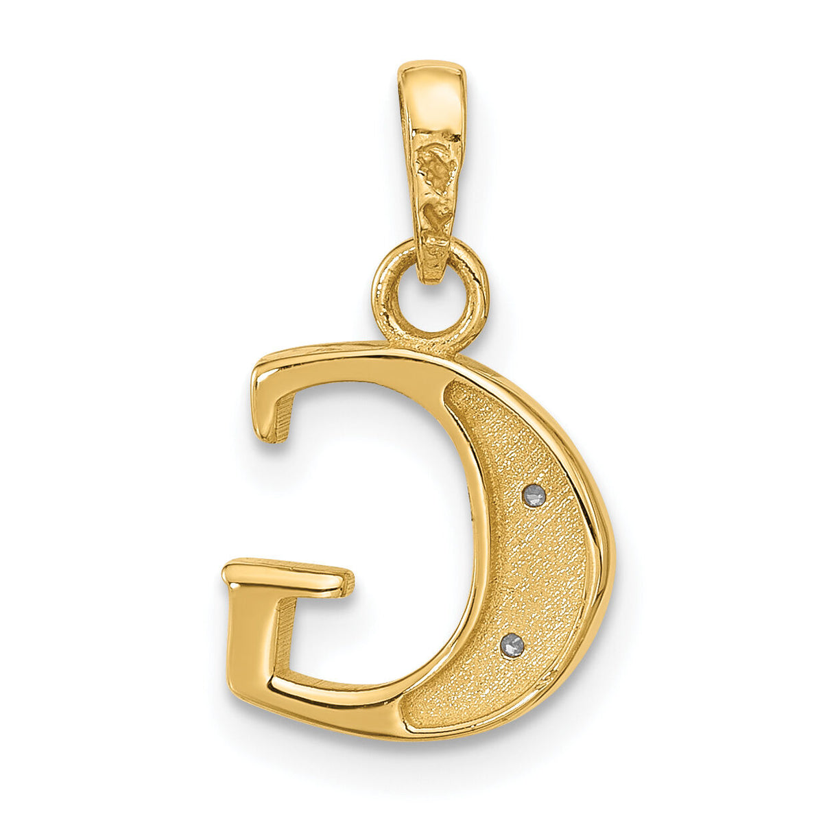 14K with Rhodium Diamond Letter G Initial Pendant-YC1541G