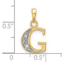 14K with Rhodium Diamond Letter G Initial Pendant-YC1541G