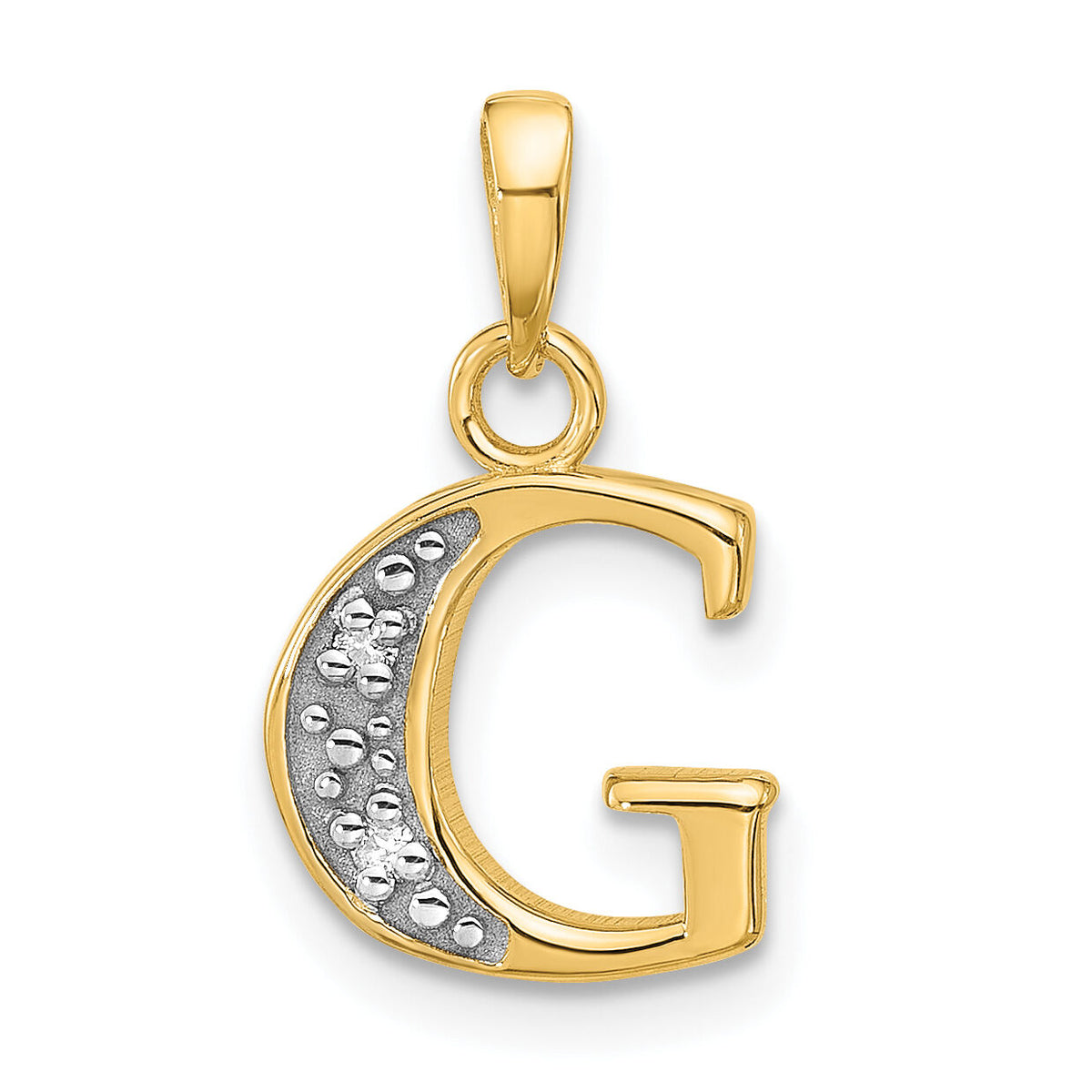 14K with Rhodium Diamond Letter G Initial Pendant-YC1541G
