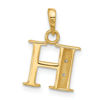 14K with Rhodium Diamond Letter H Initial Pendant-YC1541H