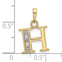 14K with Rhodium Diamond Letter H Initial Pendant-YC1541H