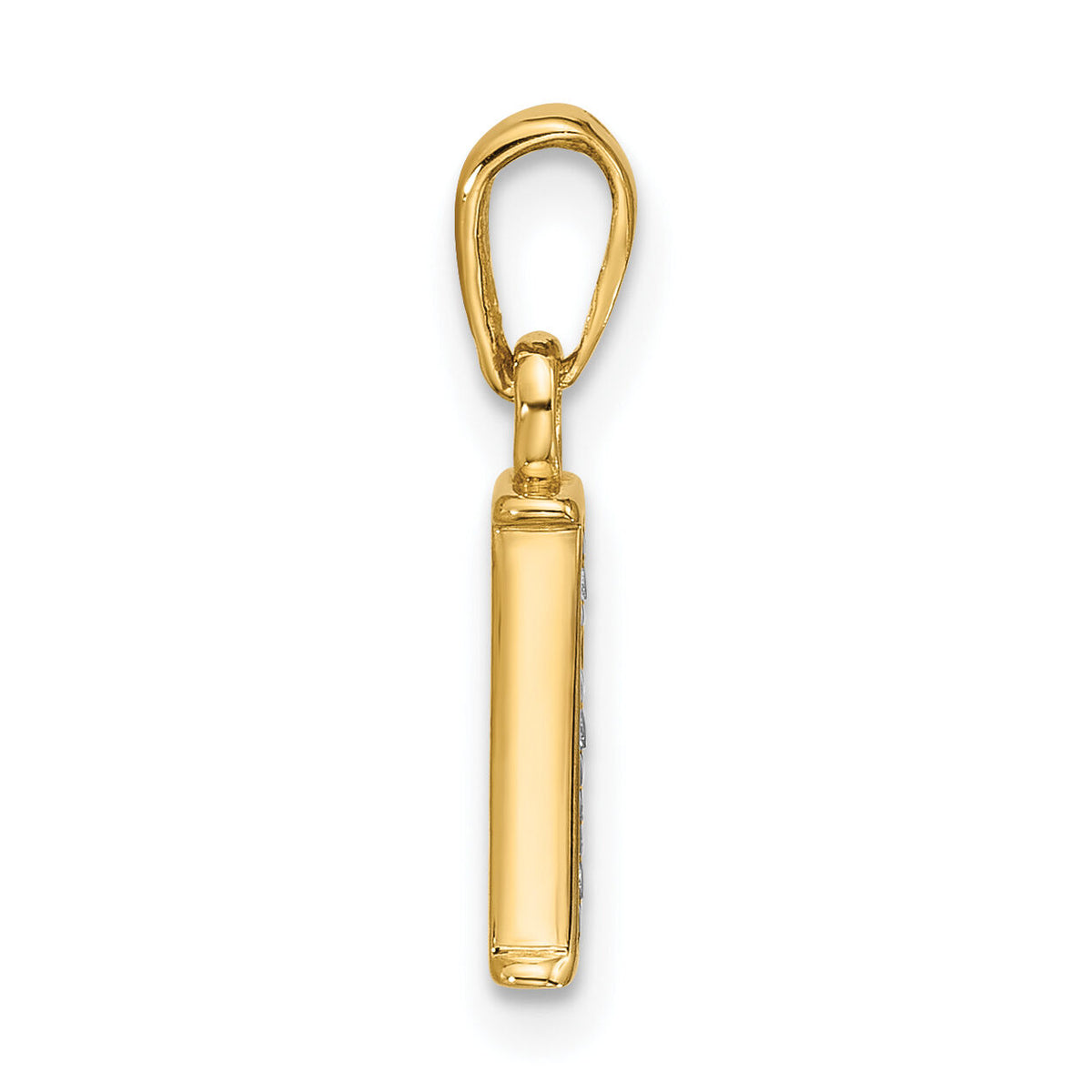 14K with Rhodium Diamond Letter I Initial Pendant-YC1541I