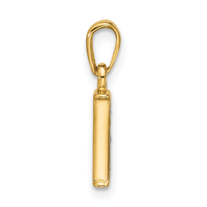 14K with Rhodium Diamond Letter I Initial Pendant-YC1541I