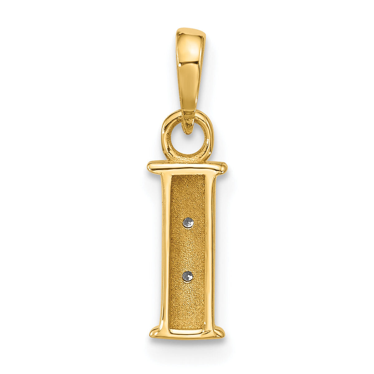 14K with Rhodium Diamond Letter I Initial Pendant-YC1541I