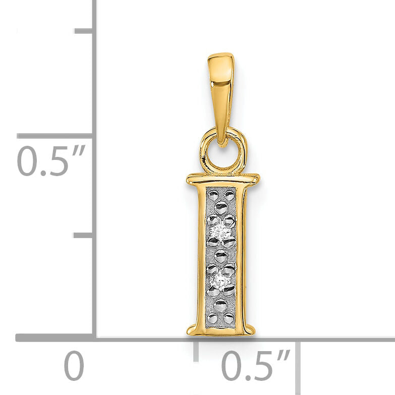 14K with Rhodium Diamond Letter I Initial Pendant-YC1541I