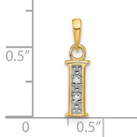 14K with Rhodium Diamond Letter I Initial Pendant-YC1541I