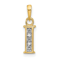 14K with Rhodium Diamond Letter I Initial Pendant-YC1541I