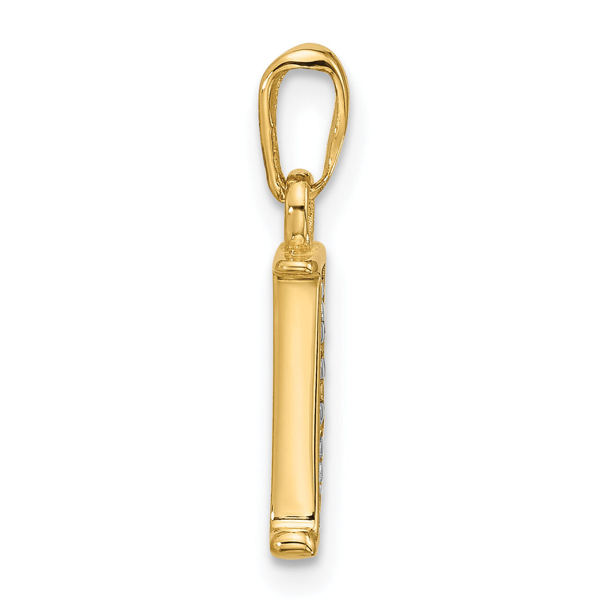 14K with Rhodium Diamond Letter J Initial Pendant-YC1541J