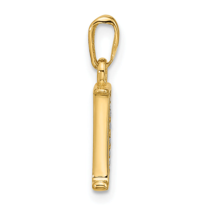 14K with Rhodium Diamond Letter J Initial Pendant-YC1541J