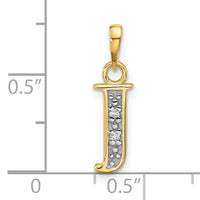 14K with Rhodium Diamond Letter J Initial Pendant-YC1541J