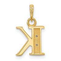 14K with Rhodium Diamond Letter K Initial Pendant-YC1541K