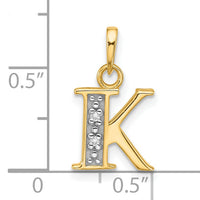 14K with Rhodium Diamond Letter K Initial Pendant-YC1541K