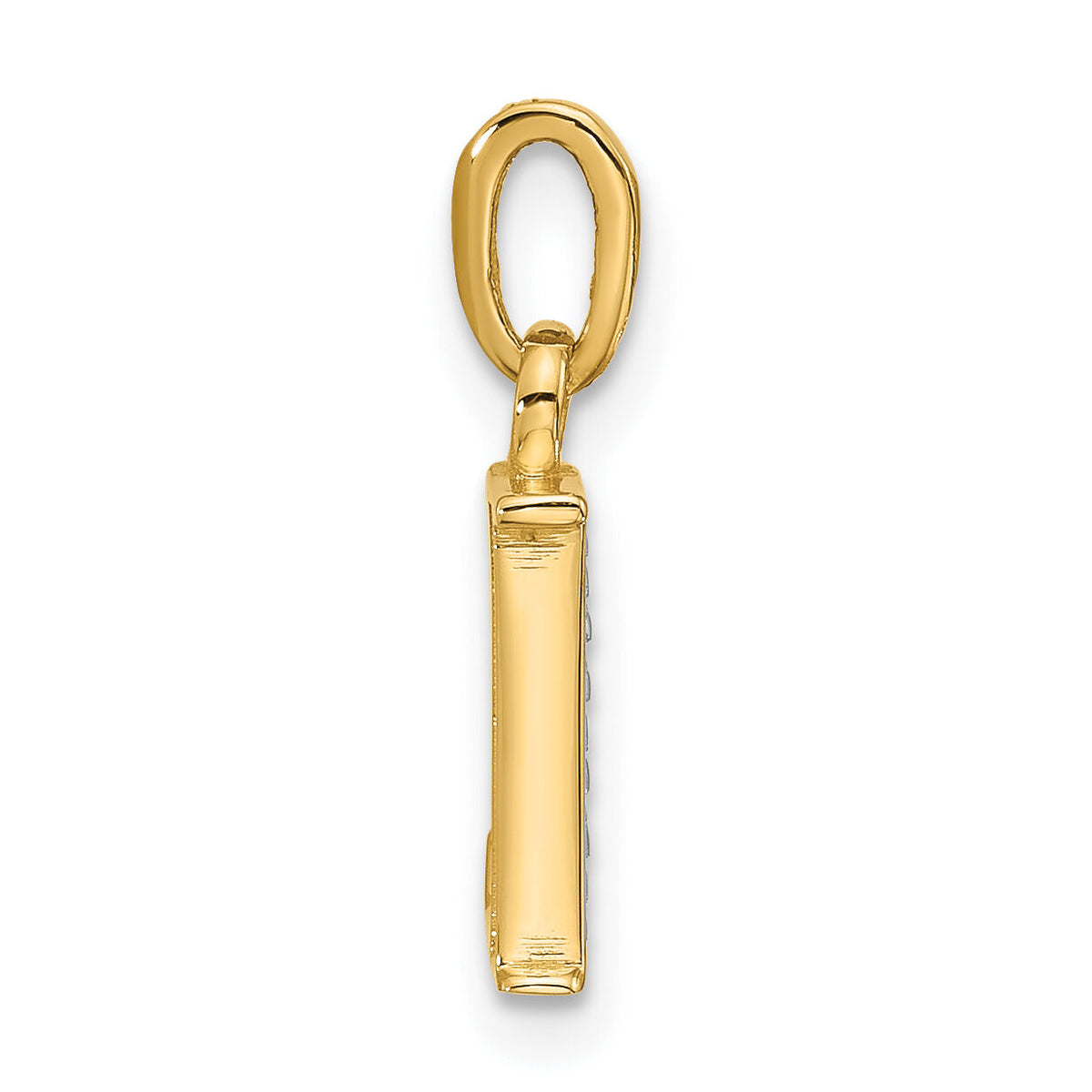14K with Rhodium Diamond Letter L Initial Pendant-YC1541L