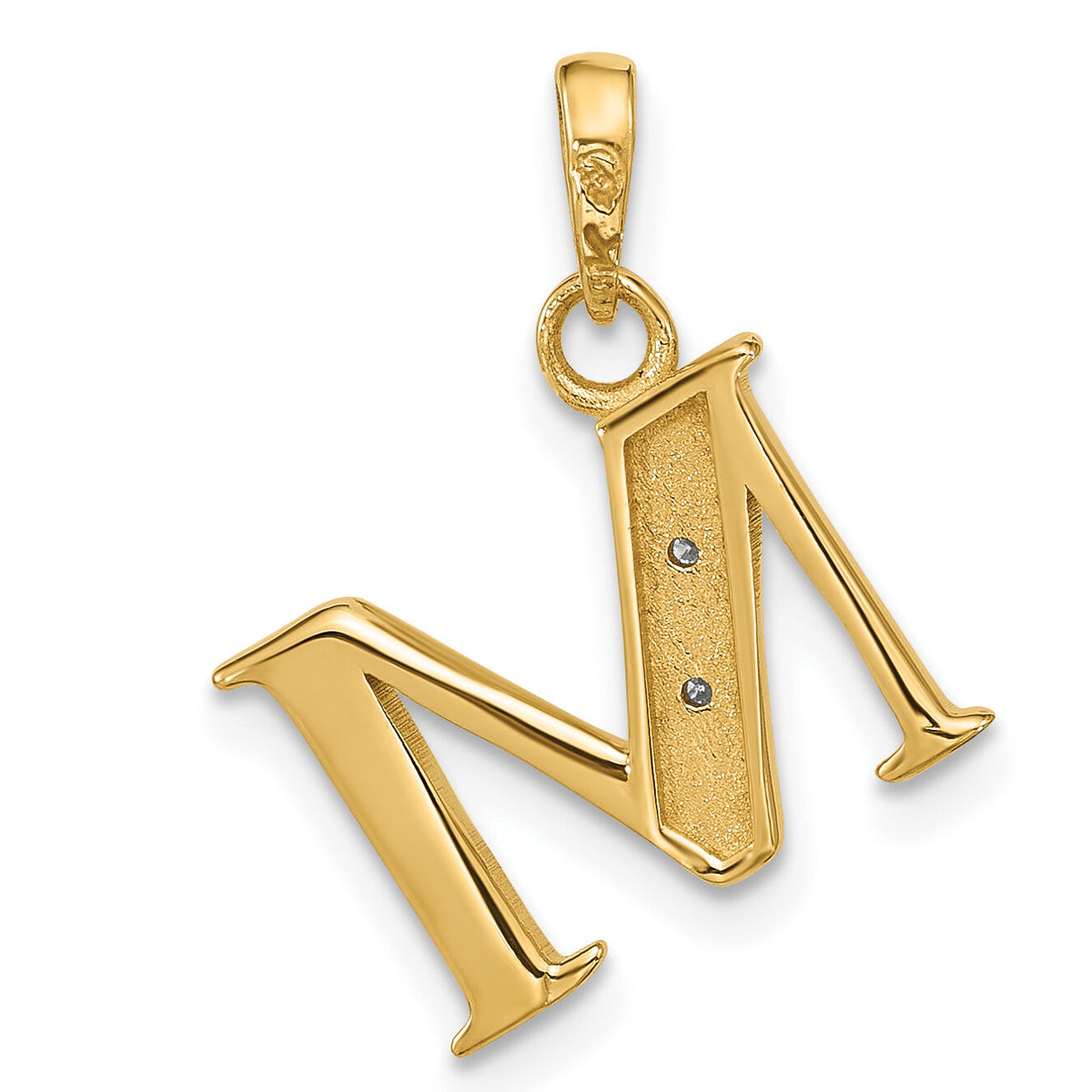 14K with Rhodium Diamond Letter M Initial Pendant-YC1541M