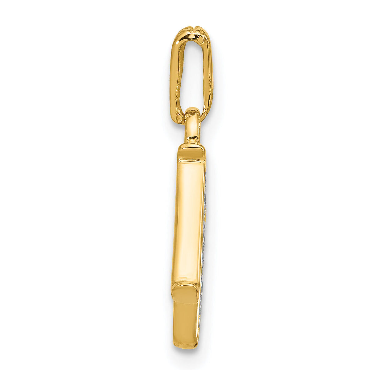 14K with Rhodium Diamond Letter N Initial Pendant-YC1541N