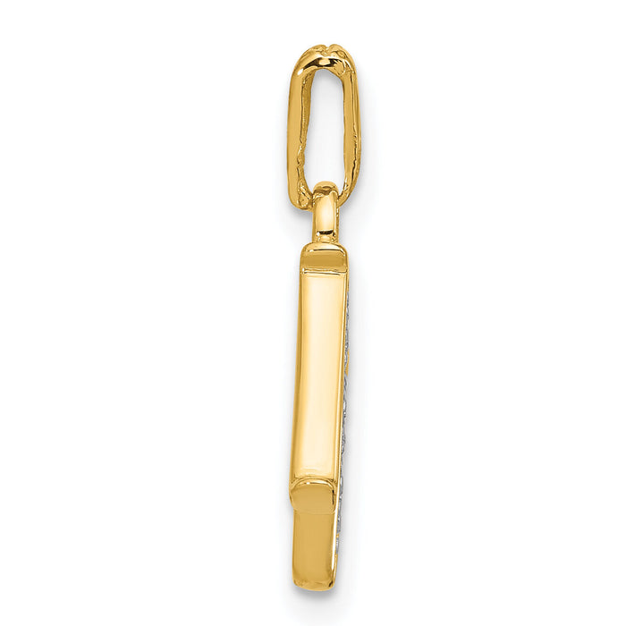 14K with Rhodium Diamond Letter N Initial Pendant-YC1541N