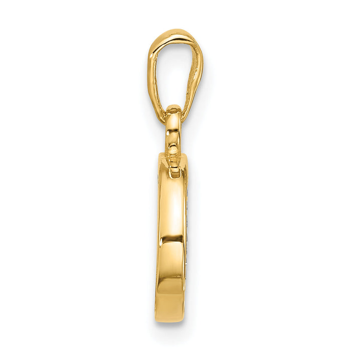 14K with Rhodium Diamond Letter O Initial Pendant-YC1541O