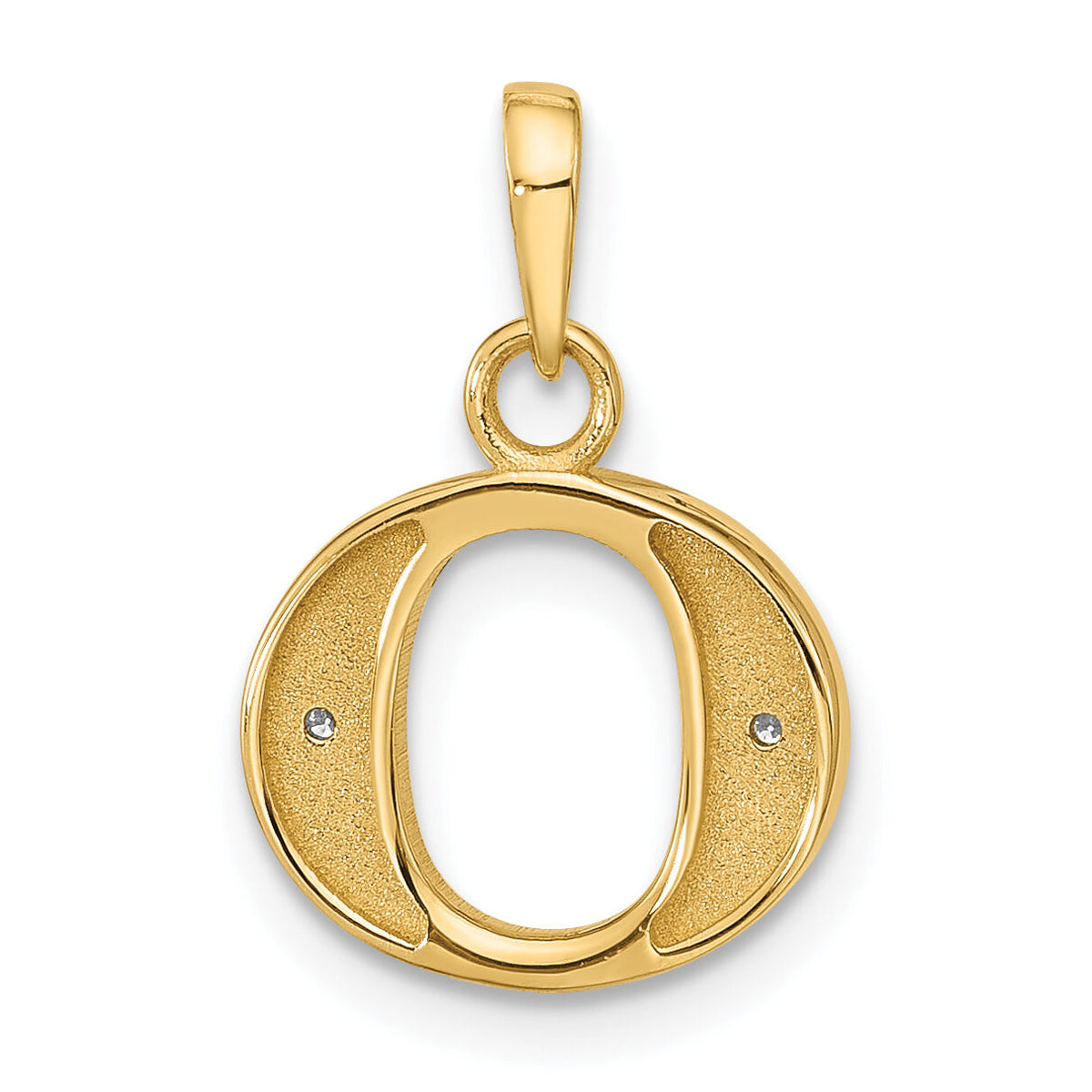 14K with Rhodium Diamond Letter O Initial Pendant-YC1541O