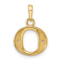14K with Rhodium Diamond Letter O Initial Pendant-YC1541O