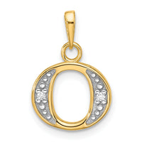 14K with Rhodium Diamond Letter O Initial Pendant-YC1541O