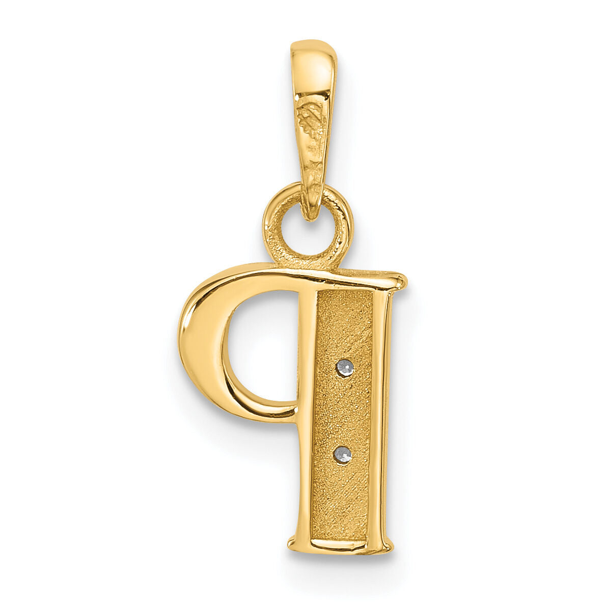 14K with Rhodium Diamond Letter P Initial Pendant-YC1541P