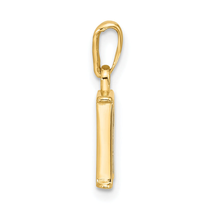 14K with Rhodium Diamond Letter R Initial Pendant-YC1541R
