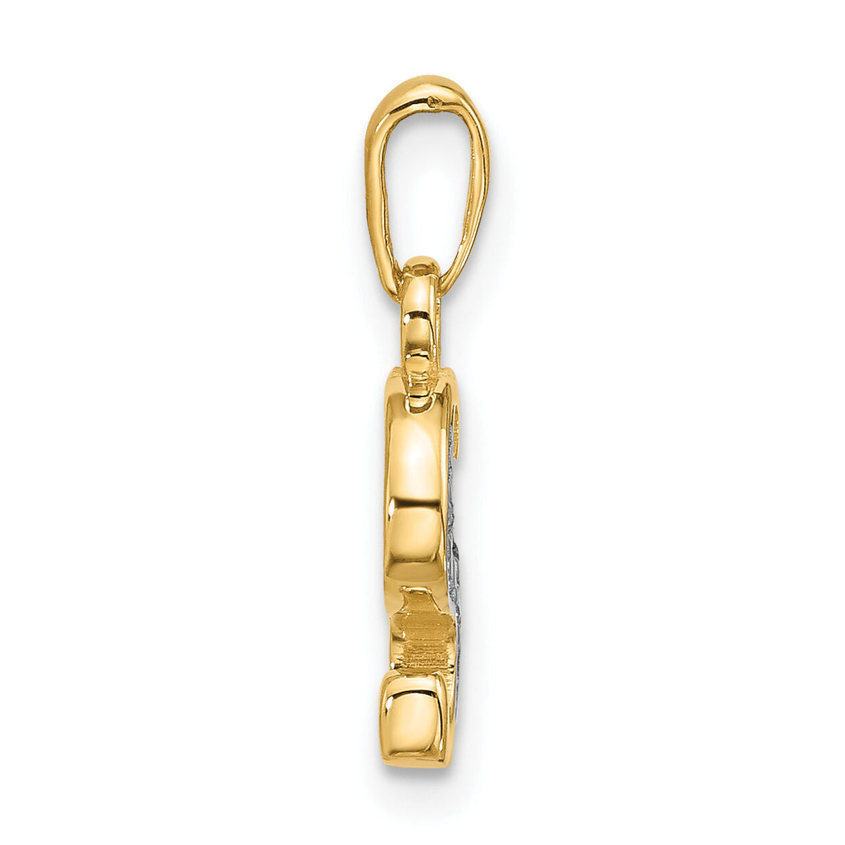 14K with Rhodium Diamond Letter S Initial Pendant-YC1541S