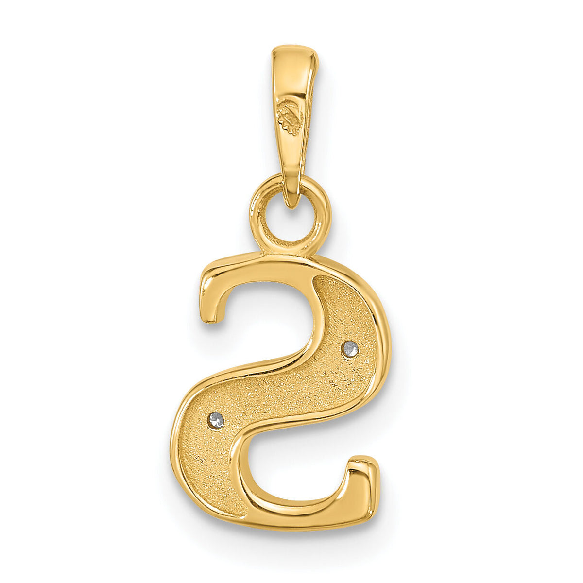 14K with Rhodium Diamond Letter S Initial Pendant-YC1541S