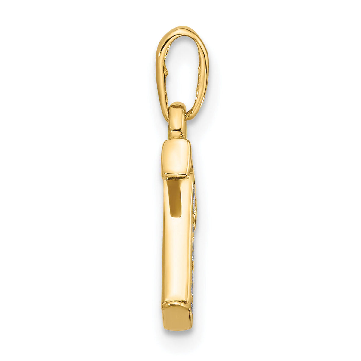 14K with Rhodium Diamond Letter T Initial Pendant-YC1541T