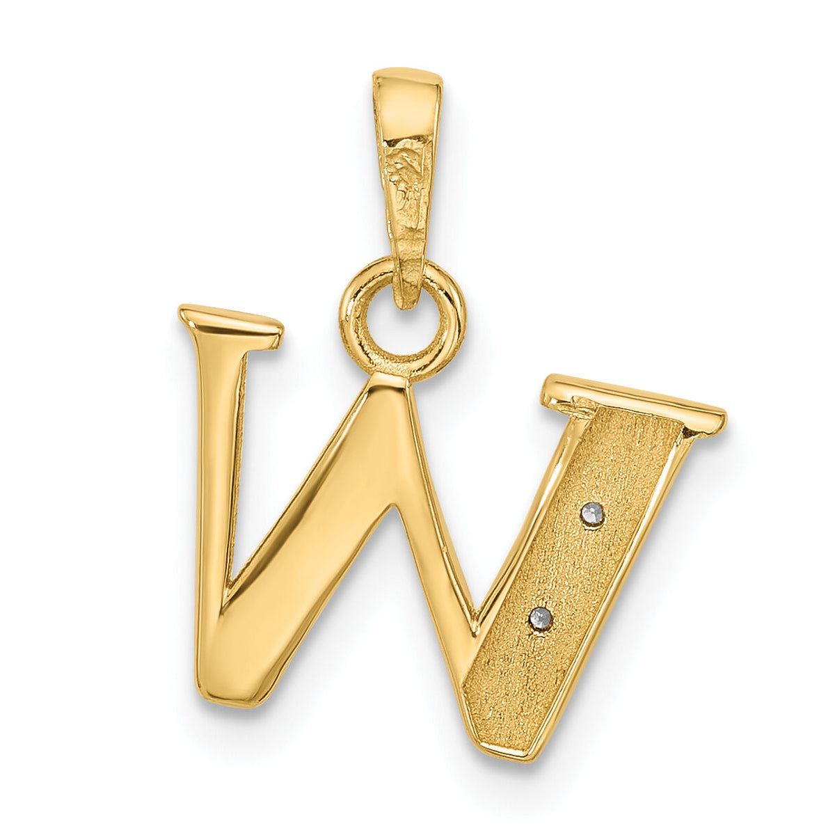 14K with Rhodium Diamond Letter W Initial Pendant-YC1541W