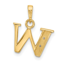 14K with Rhodium Diamond Letter W Initial Pendant-YC1541W