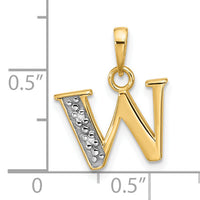 14K with Rhodium Diamond Letter W Initial Pendant-YC1541W