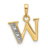 14K with Rhodium Diamond Letter W Initial Pendant-YC1541W