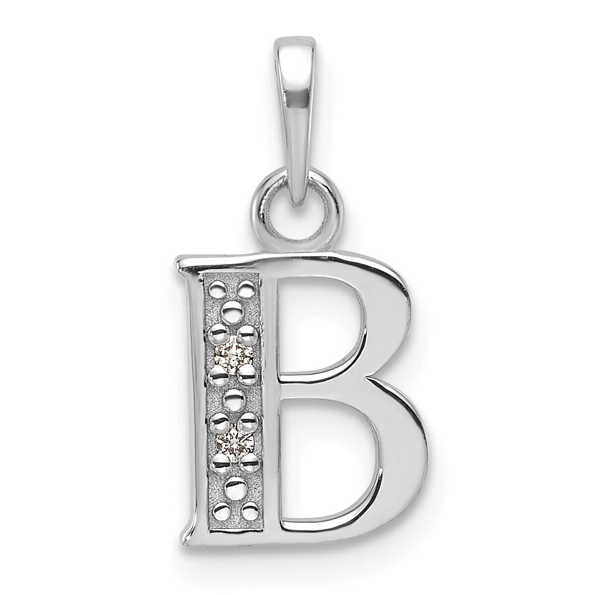 14K White Gold Diamond Letter B Initial Pendant-YC1541WB