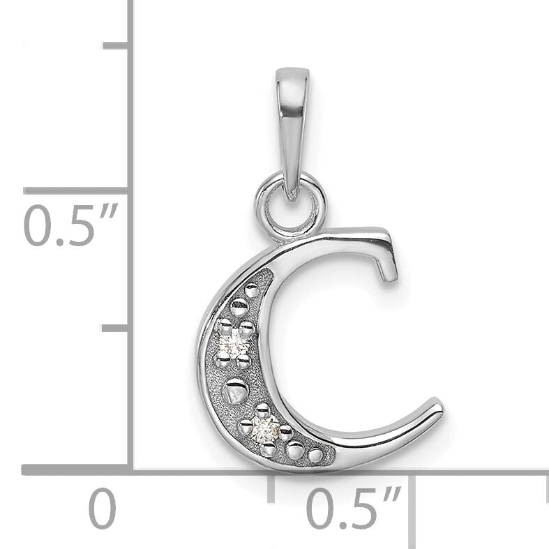 14K White Gold Diamond Letter C Initial Pendant-YC1541WC