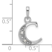 14K White Gold Diamond Letter C Initial Pendant-YC1541WC