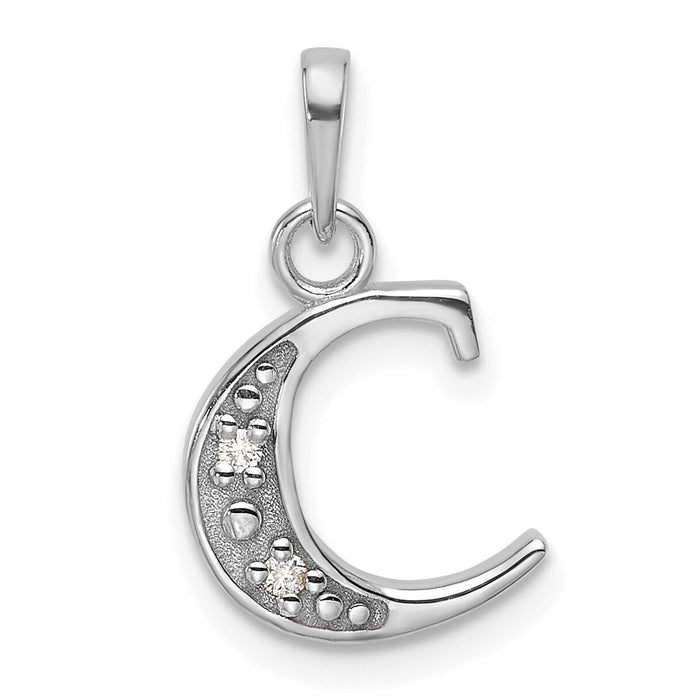 14K White Gold Diamond Letter C Initial Pendant-YC1541WC