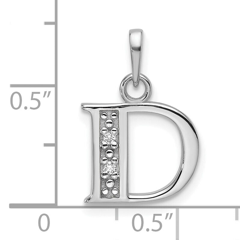 14K White Gold Diamond Letter D Initial Pendant-YC1541WD